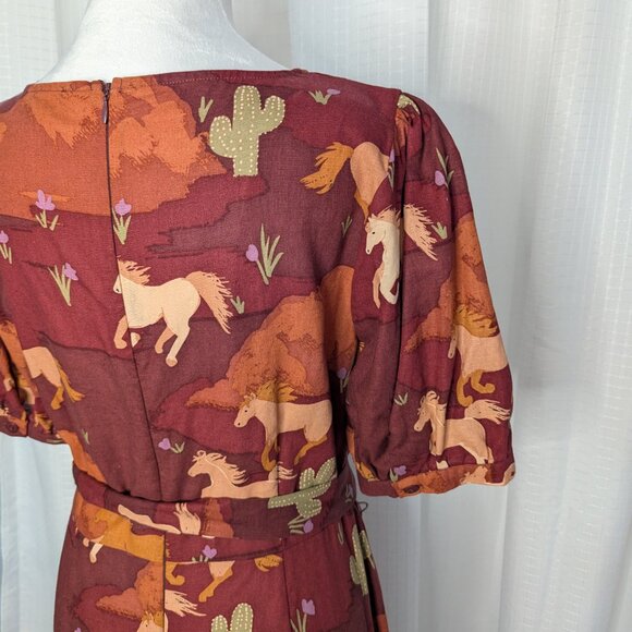 Princess Highway Horse Motif Dress, Linen/Cotton Blend, Size 12 - Picture 9 of 9